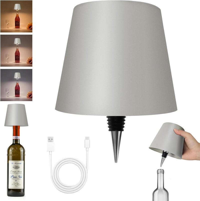 Hoide Store 2025 New Wireless Bottle Lamp - LED Bottle Lights for Liquor & Wine Bottles, Cordless Lampshade, Whiskey Bottle Top Light, Bottle Stopper Night Light Kit, Rechargeable 3-Tone Touch-Dimmable - Image 1